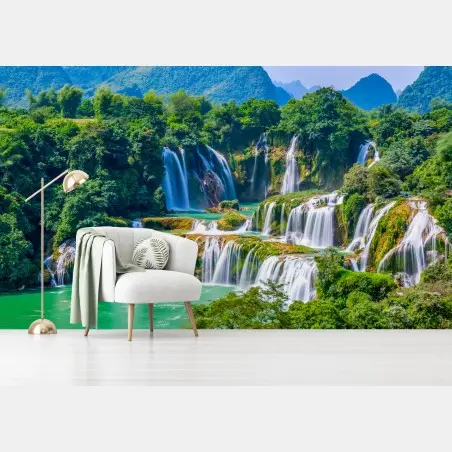 Papier peint cascade paradisiaque au cœur de la nature – Wallnifity®