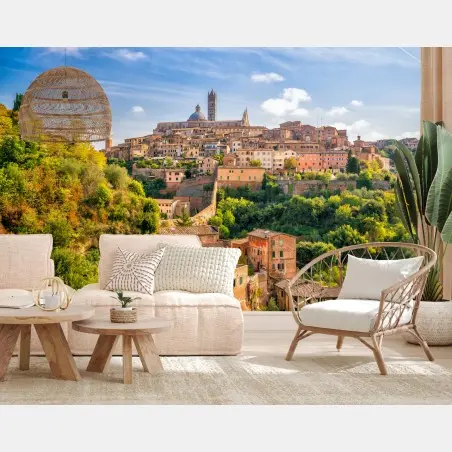 Papier peint vue panoramique de Sienne et ses collines – Wallnifity®