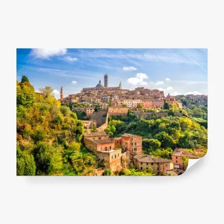 Papier peint vue panoramique de Sienne et ses collines – Wallnifity®