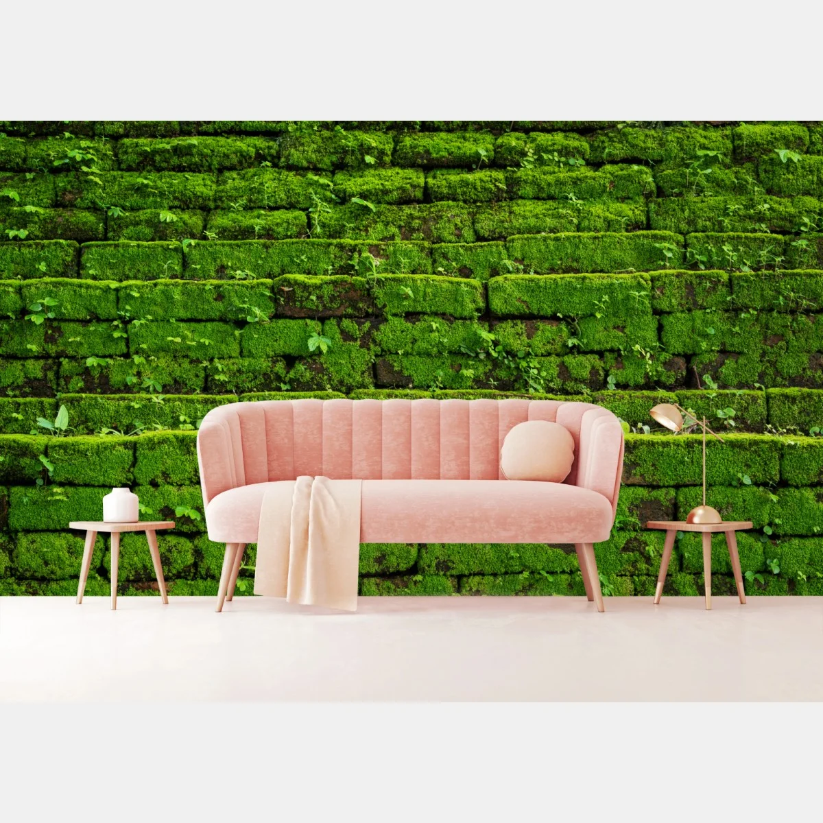 Papier peint mousse verte sur briques anciennes – Wallnifity® Papier peint mousse verte sur briques anciennes – Wallnifity®