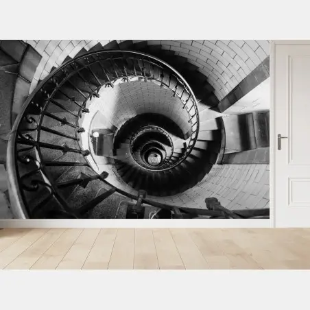 Papier peint spirale architecturale en noir et blanc – Wallnifity®