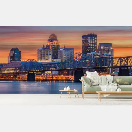 Papier peint horizon de Louisville au coucher du soleil – Wallnifity®