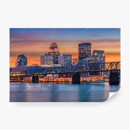 Papier peint horizon de Louisville au coucher du soleil – Wallnifity®