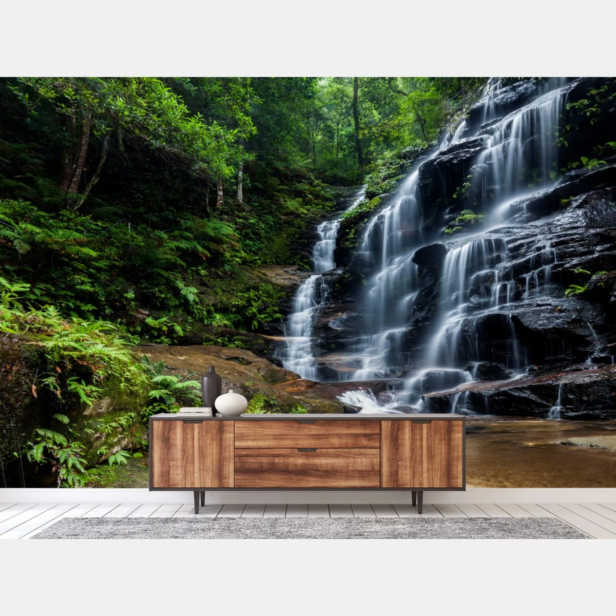 Papier peint cascade paisible au cœur de la forêt – Wallnifity® Papier peint cascade paisible au cœur de la forêt – Wallnifity®