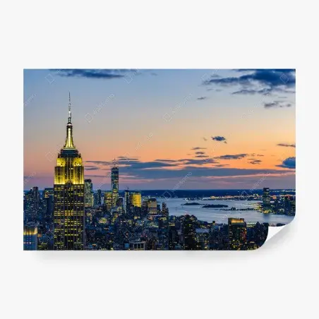 Papier peint coucher de soleil sur New York et l'Empire State Building – Wallnifity®