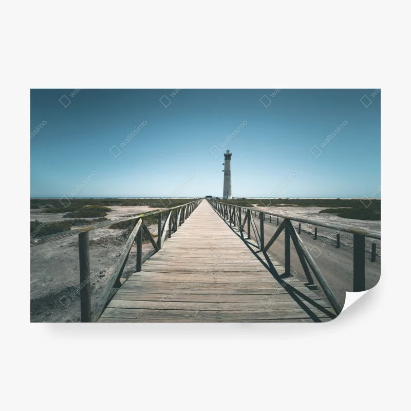 Papier peint chemin de planches menant au phare côtier – Wallnifity® Papier peint chemin de planches menant au phare côtier – Wallnifity®
