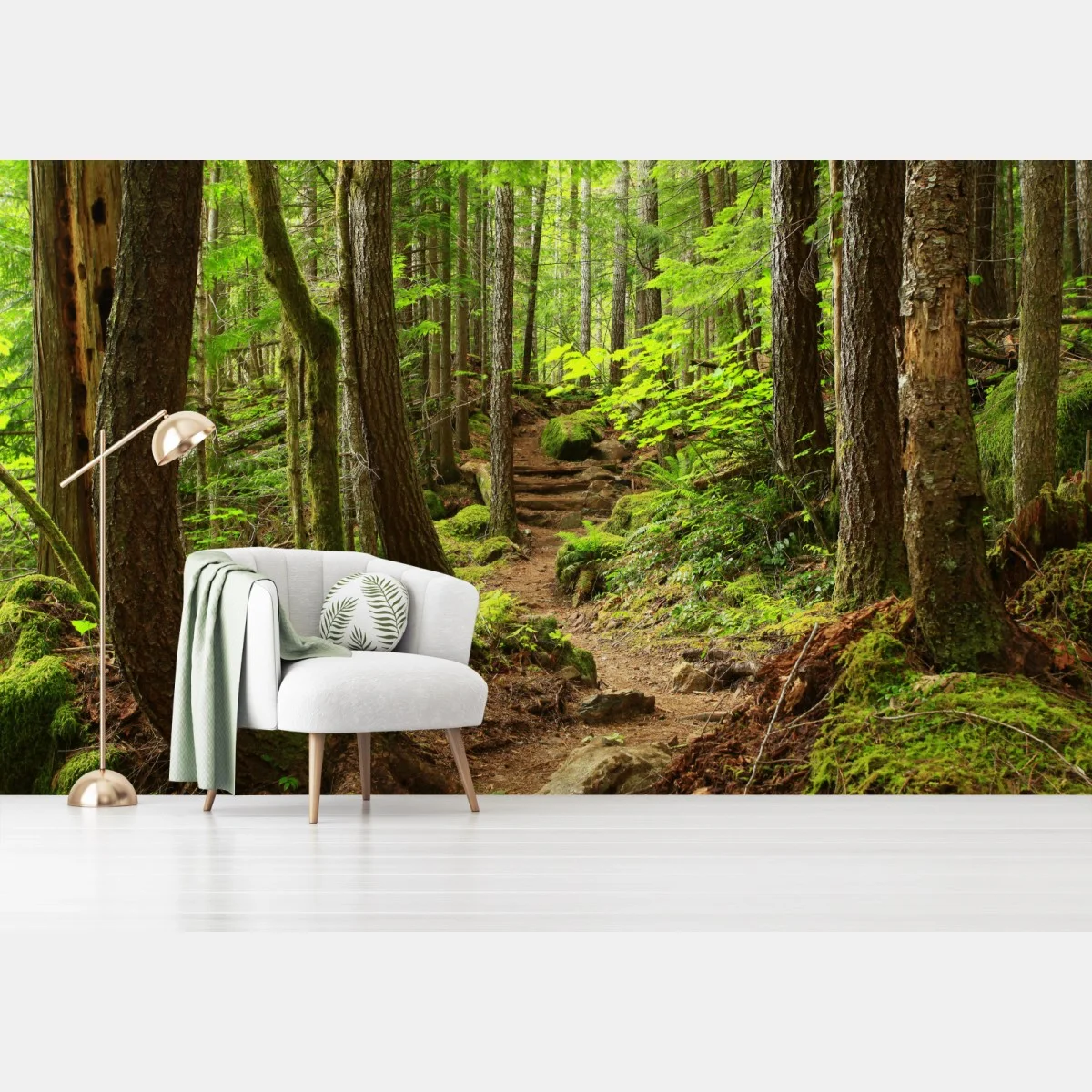 Papier peint sentier enchanté en forêt verdoyante – Wallnifity® Papier peint sentier enchanté en forêt verdoyante – Wallnifity®