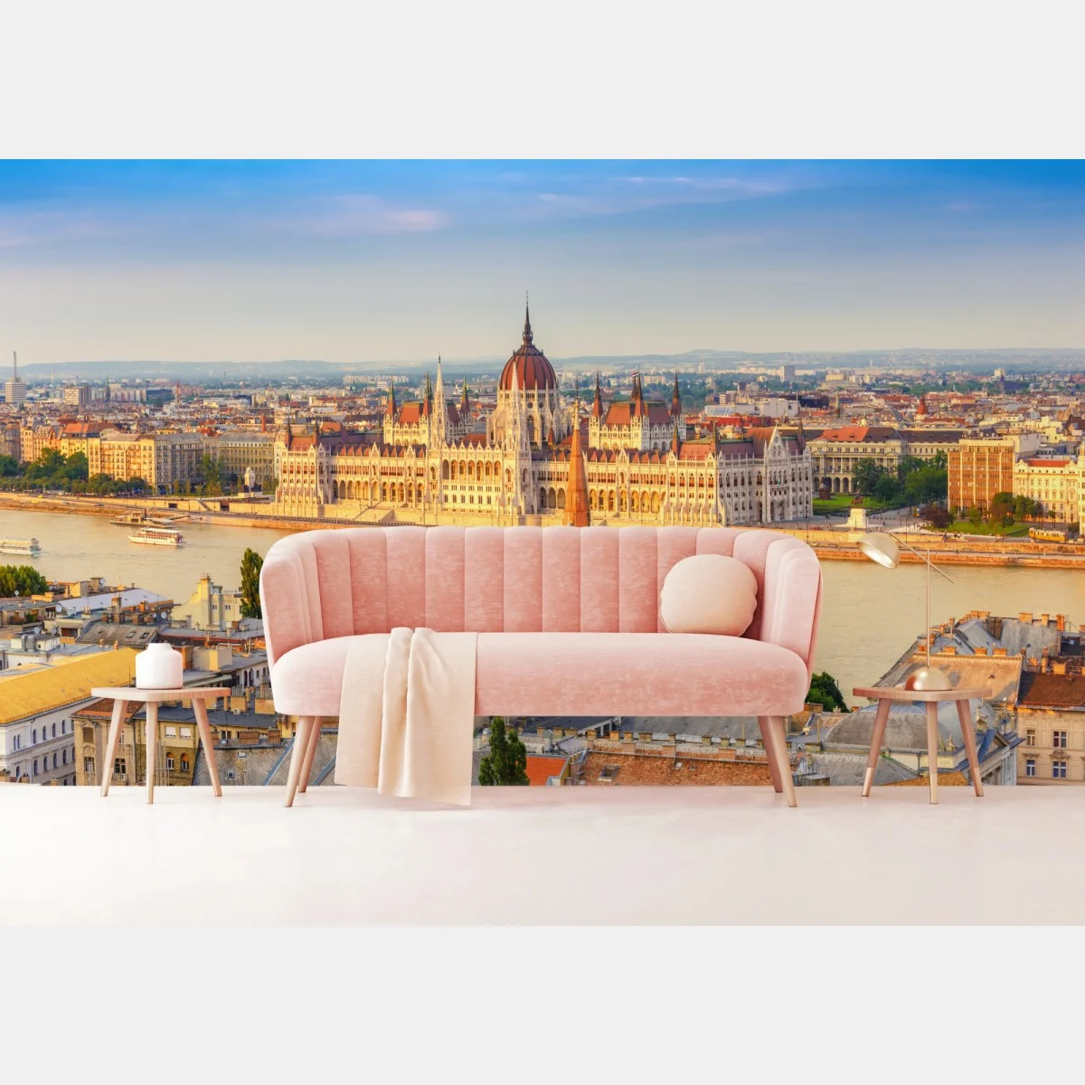 Papier peint vue panoramique sur le parlement de Budapest et le Danube – Wallnifity® Papier peint vue panoramique sur le parlement de Budapest et le Danube – Wallnifity®
