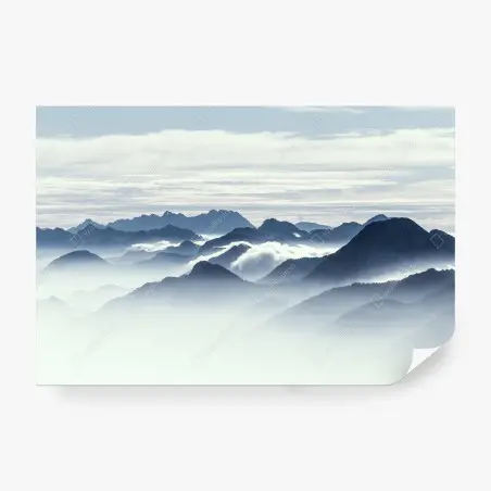 Papier peint silhouettes de montagnes dans la brume – Wallnifity®