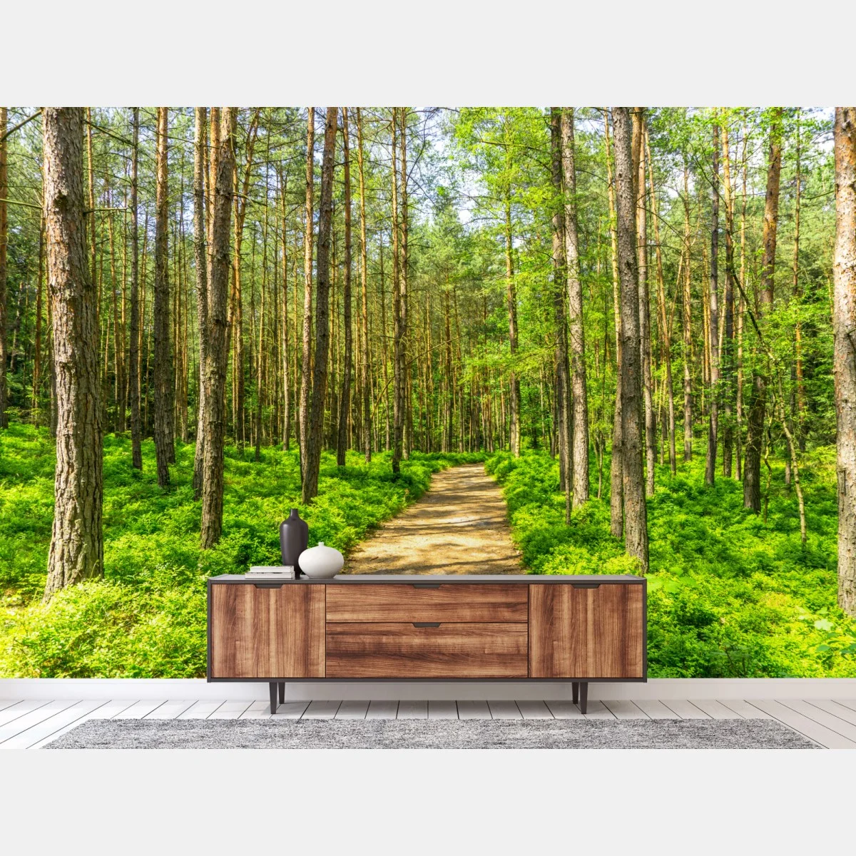 Papier peint chemin en forêt verdoyante – Wallnifity® Papier peint chemin en forêt verdoyante – Wallnifity®