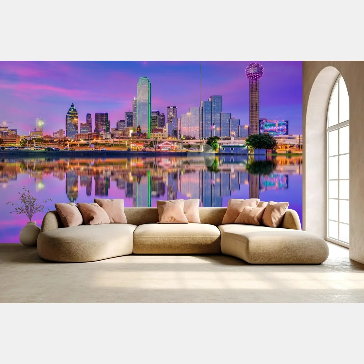 Papier peint reflets magiques de Dallas au crépuscule – Wallnifity® Papier peint reflets magiques de Dallas au crépuscule – Wallnifity®