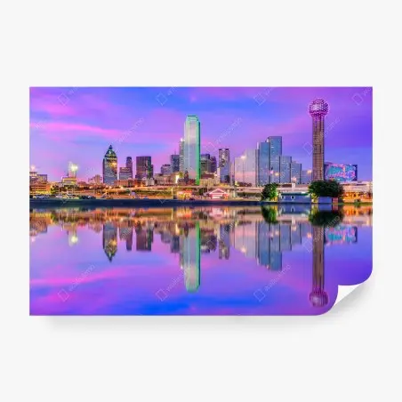 Papier peint reflets magiques de Dallas au crépuscule – Wallnifity®