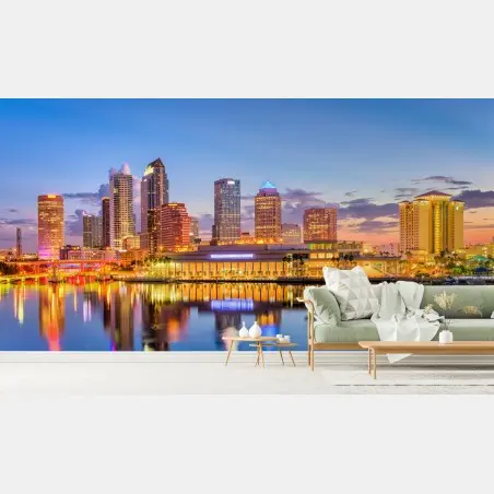 Papier peint horizon nocturne de Tampa – Wallnifity®