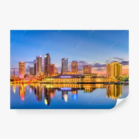 Papier peint horizon nocturne de Tampa – Wallnifity®