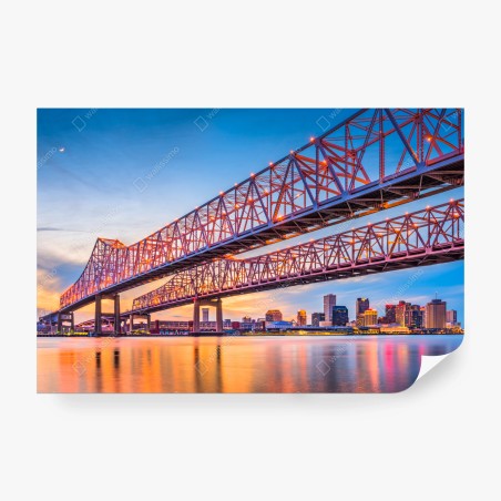 Papier peint pont emblématique de la Nouvelle-Orléans au coucher de soleil – Wallnifity®