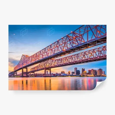 Papier peint pont emblématique de la Nouvelle-Orléans au coucher de soleil – Wallnifity®