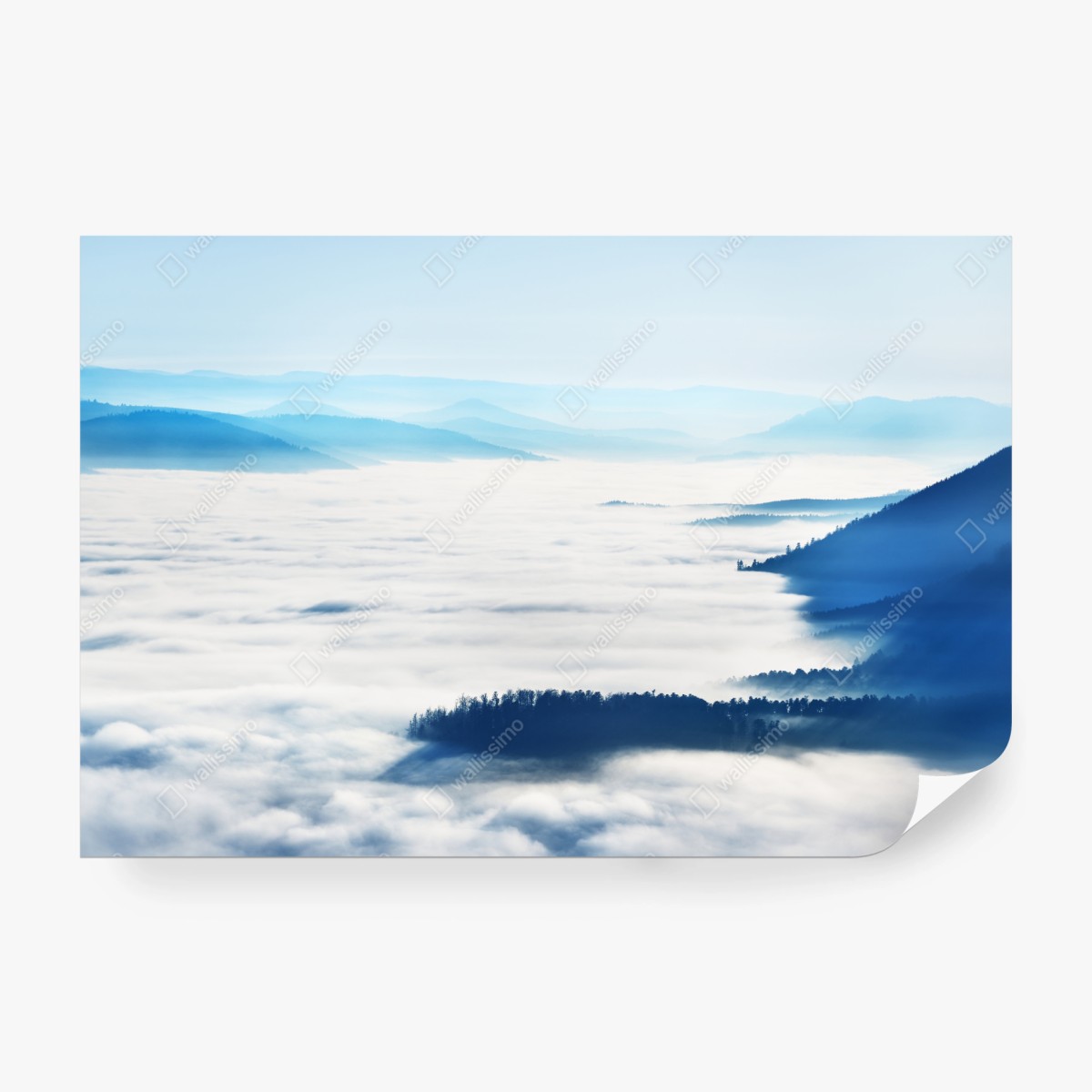 Papier peint paysage brumeux au coucher de soleil dans les Vosges – Wallnifity®