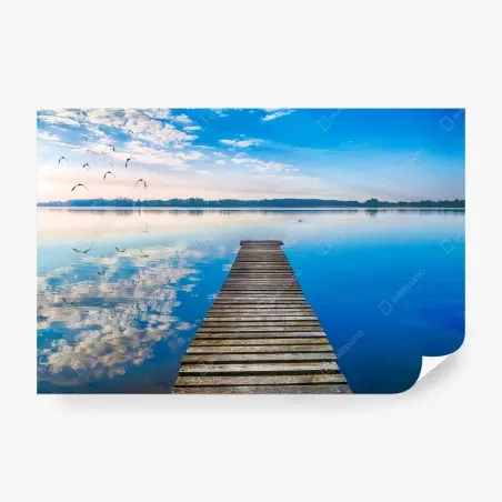 Papier peint ponton tranquille sur le lac de Masurie – Wallnifity®