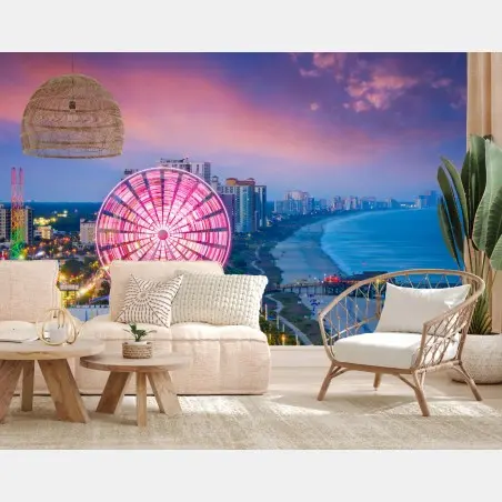 Papier peint coucher de soleil sur la grande roue de Myrtle Beach – Wallnifity®