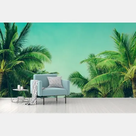 Papier peint palmiers tropicaux sous ciel turquoise – Wallnifity®