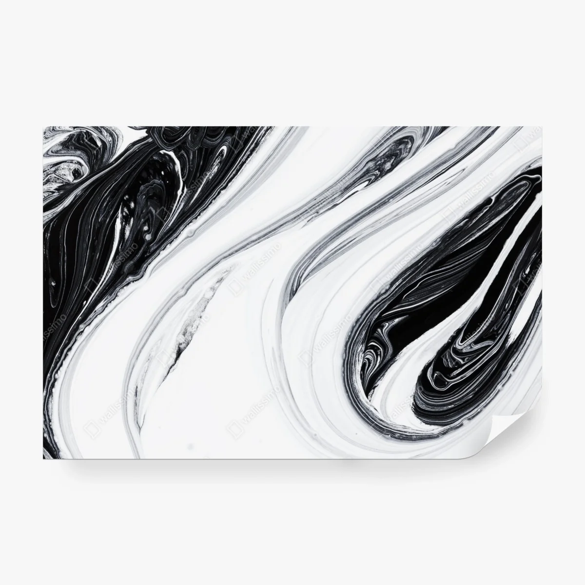 Papier peint marbrure abstraite en noir et blanc – Wallnifity®