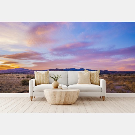 Papier peint coucher de soleil sur la plaine sauvage – Wallnifity®