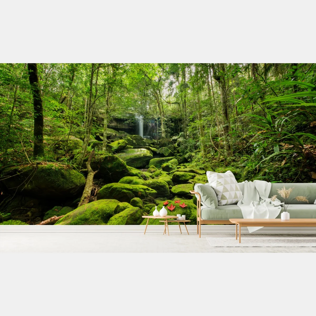 Papier peint cascade et mousse verte dans la forêt tropicale – Wallnifity® Papier peint cascade et mousse verte dans la forêt tropicale – Wallnifity®