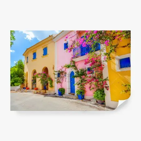 Papier peint façades colorées de Kefalonia – Wallnifity®