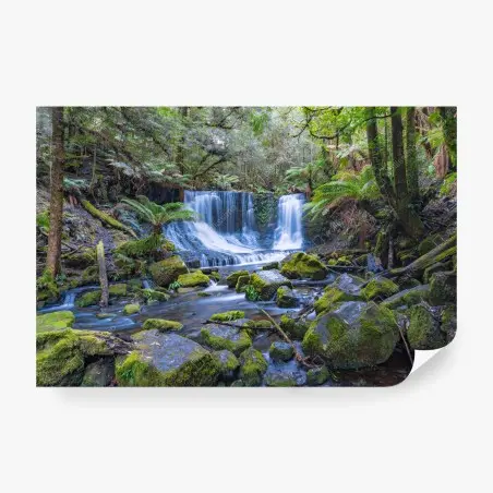 Papier peint cascade sereine au cœur de la forêt – Wallnifity®