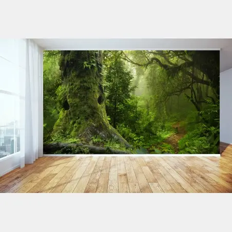 Papier peint forêt enchantée au lever de brume – Wallnifity®