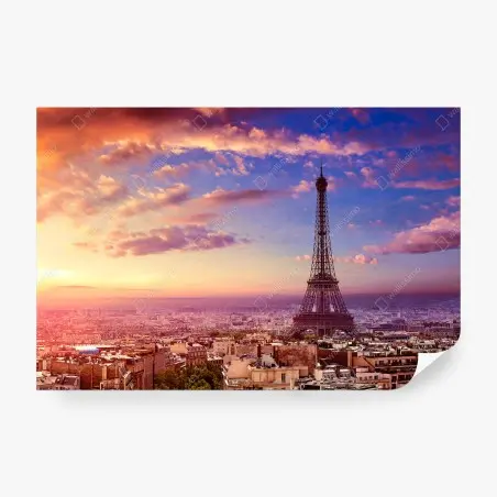 Papier peint coucher de soleil à Paris - Tour Eiffel en panorama – Wallnifity®