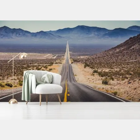 Papier peint route infinie vers l'horizon désertique – Wallnifity®