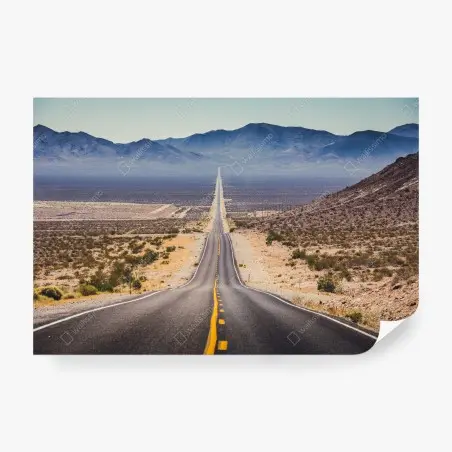 Papier peint route infinie vers l'horizon désertique – Wallnifity®