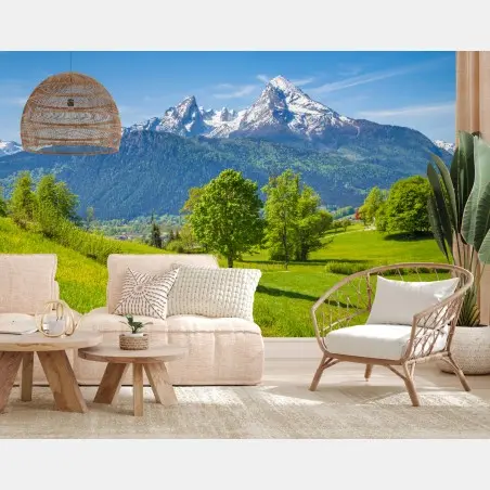 Papier peint sentier alpin au printemps – Wallnifity®