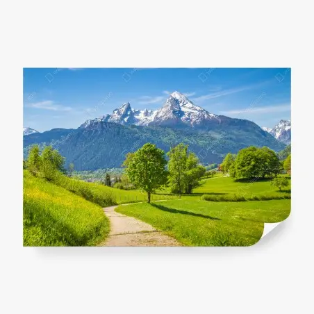 Papier peint sentier alpin au printemps – Wallnifity®
