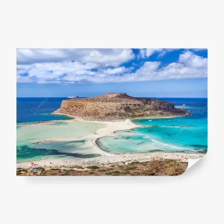 Papier peint paysage de lagon turquoise et plage isolée – Wallnifity®