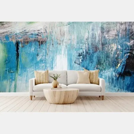 Papier peint paysage abstrait d'eaux bleues – Wallnifity®