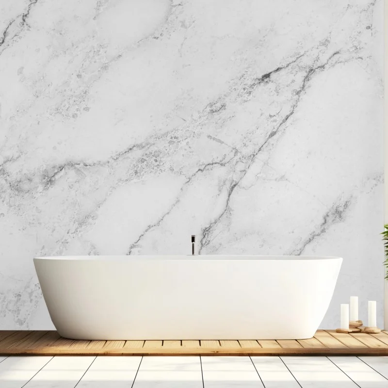 Papier peint marbre blanc veiné minimaliste – Wallnifity®