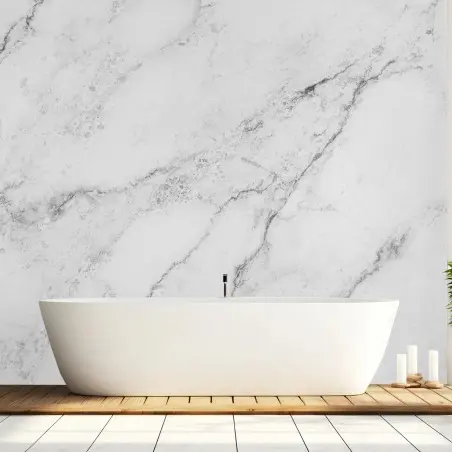 Papier peint marbre blanc veiné minimaliste – Wallnifity®