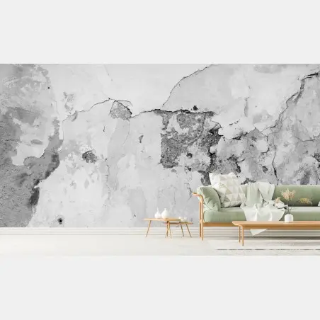 Papier peint texture murale écaillée en noir et blanc – Wallnifity®