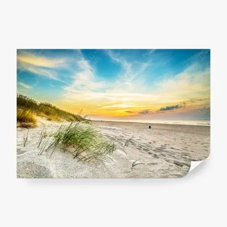 Papier peint coucher de soleil sur la plage et dunes – Wallnifity®