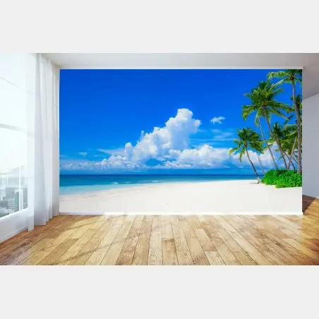 Papier peint évasion tropicale plage de sable blanc – Wallnifity®