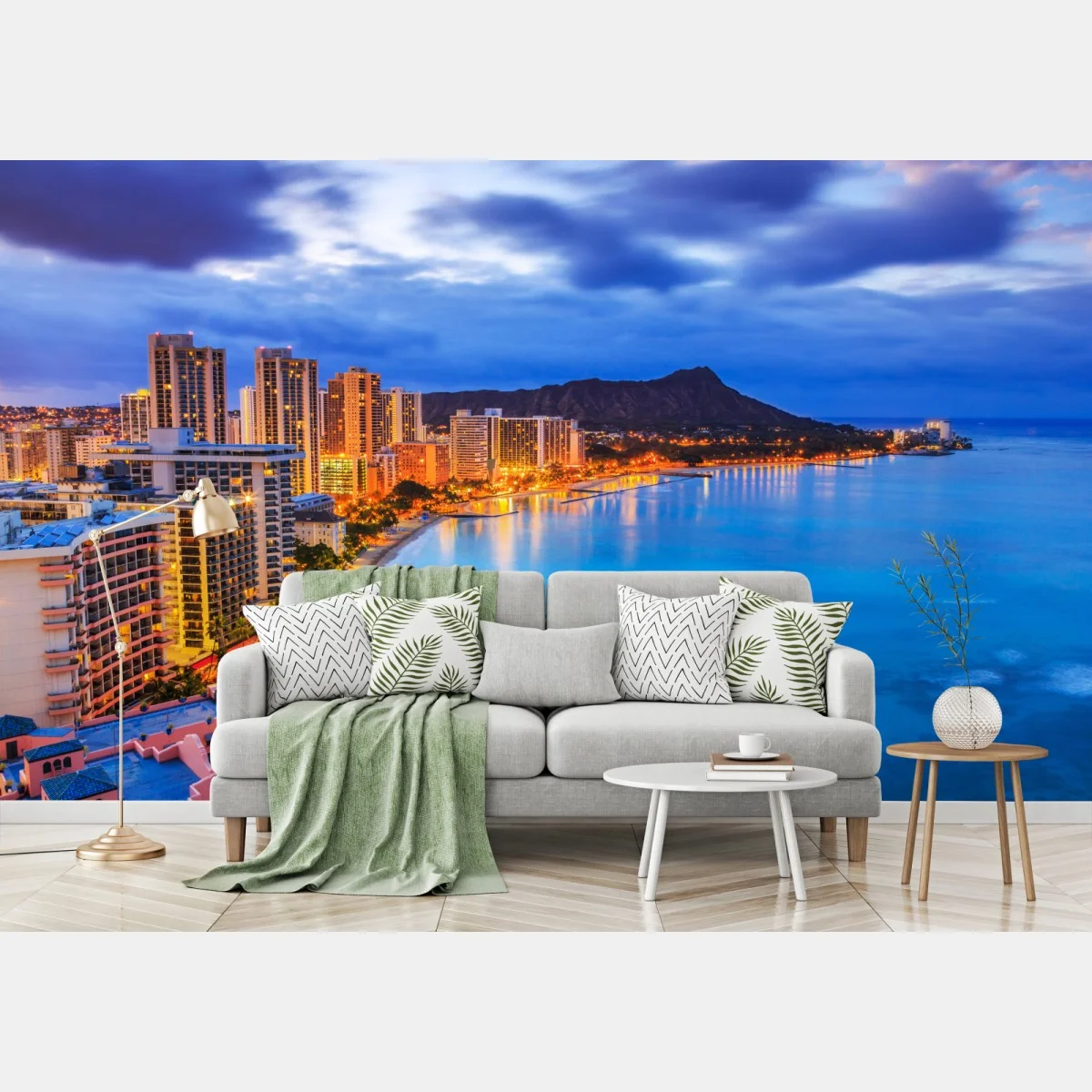 Papier peint vue panoramique de Waikiki et Diamond Head à Honolulu – Wallnifity® Papier peint vue panoramique de Waikiki et Diamond Head à Honolulu – Wallnifity®