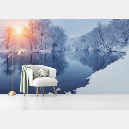 Papier peint reflets d'hiver au coucher du soleil – Wallnifity®