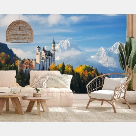 Papier peint château féerique sur les hauteurs des Alpes – Wallnifity®