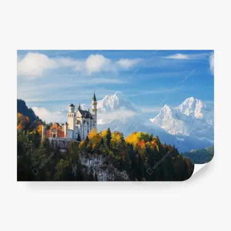 Papier peint château féerique sur les hauteurs des Alpes – Wallnifity®
