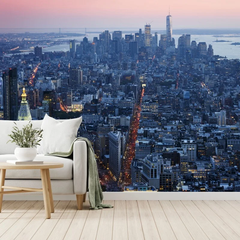 Papier peint panorama crépusculaire de Manhattan – Wallnifity® Papier peint panorama crépusculaire de Manhattan – Wallnifity®