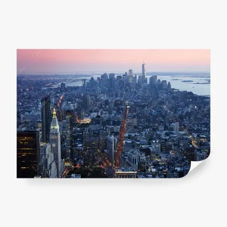 Papier peint panorama crépusculaire de Manhattan – Wallnifity®