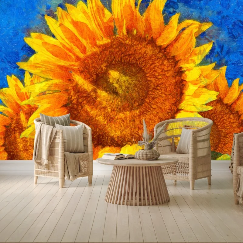 Papier peint tournesols éclatants style post-impressionniste – Wallnifity®