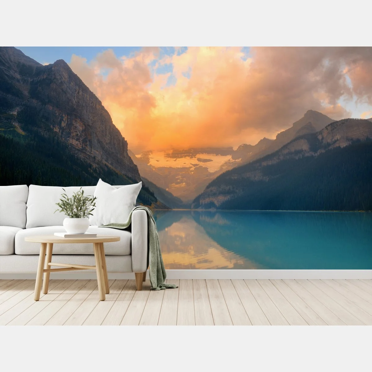 Papier peint lever de soleil sur Lake Louise, parc national de Banff – Wallnifity® Papier peint lever de soleil sur Lake Louise, parc national de Banff – Wallnifity®
